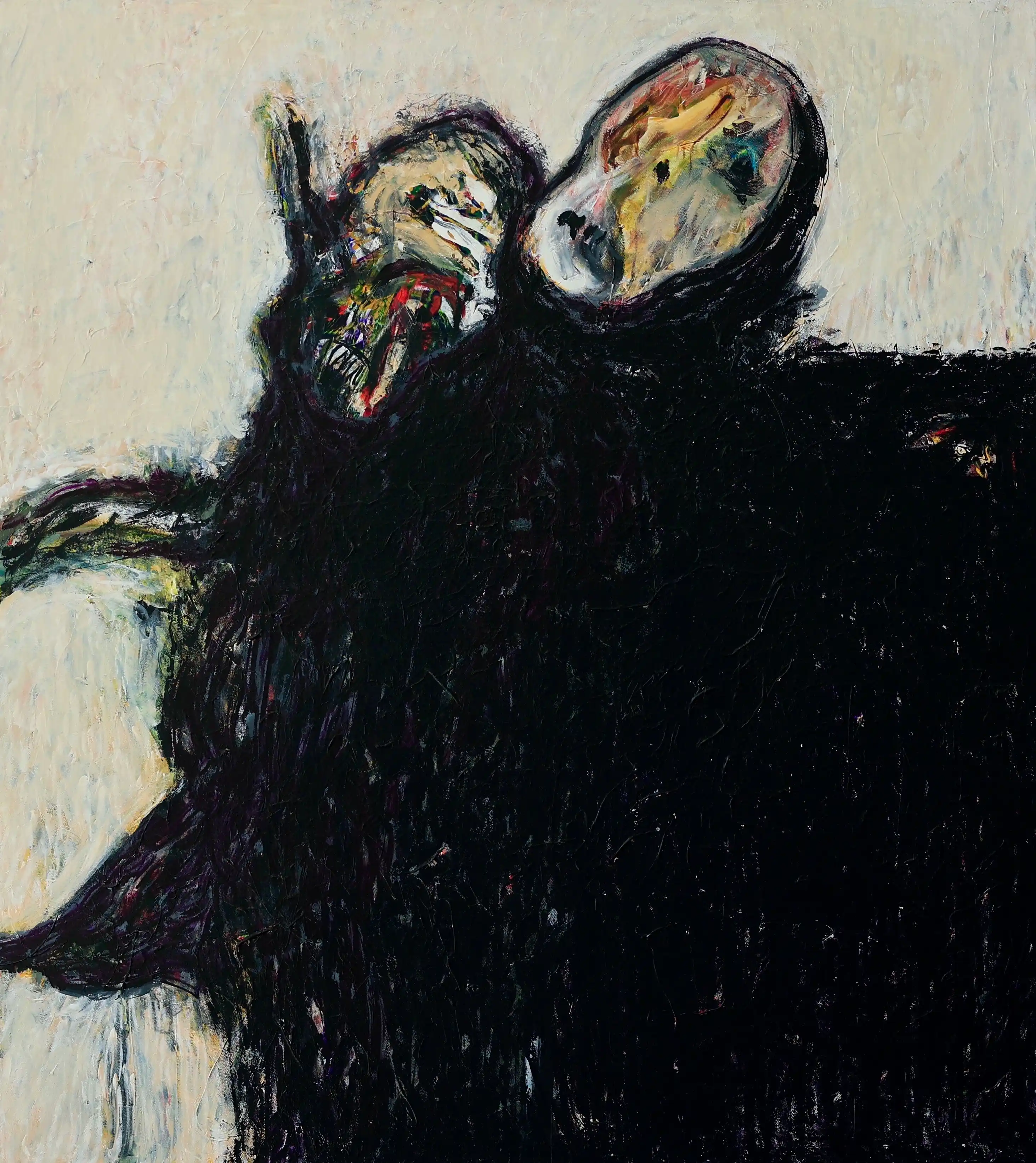 Two Familiar Faces painting by Wassem Alahmad, acrylic on canvas, 2024